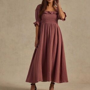 Rylee + Cru Women's Birdie Maxi Sun Dress in Raspberry Size S